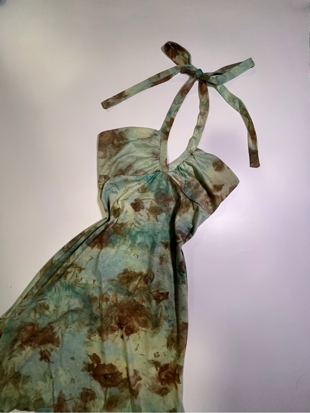 y2k teal asymmetrical fairy core halter dress